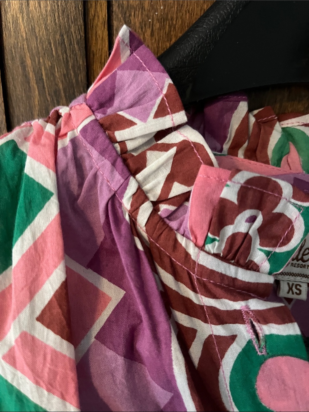 Patterned Midi Shirt Dress in Pink and Green - Picture 4 of 6